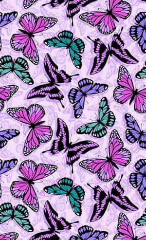 Cute Purple Butterfly Pattern Wallpaper