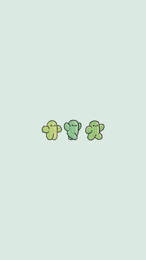 Cute Simple Walking Cacti Wallpaper
