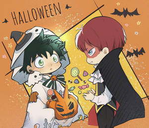 Cute Todoroki And Midoriya Halloween Wallpaper