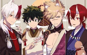 Cute Todoroki With Bakugo And Midoriya Wallpaper