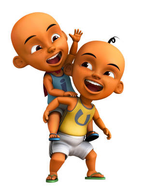 Cute Upin Ipin Piggyback Ride Wallpaper