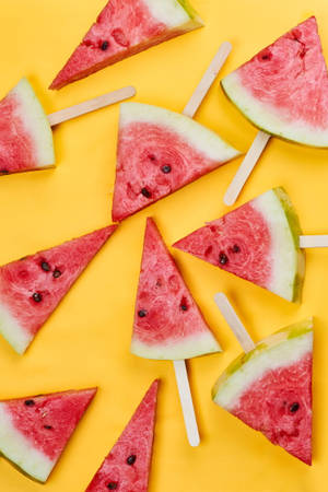 Cute Watermelon Popsicle Pattern Wallpaper