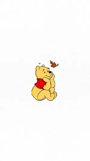 Cute Winnie The Pooh Iphone Thinking Leaf Wallpaper