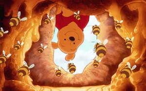 Cute Winnie The Pooh Upside Down Wallpaper