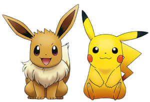 Cuteness Overload - Pikachu And Eevee Snuggle Together Wallpaper