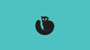 Cyan Black Cat Cartoon Wallpaper