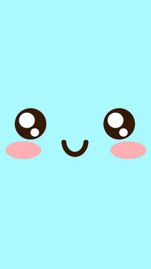 Cyan Cute Animated Face Wallpaper
