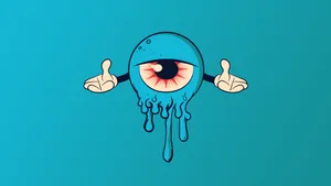 Cyan Eye Ball Cartoon Wallpaper