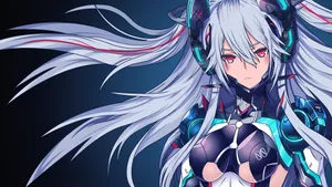 Cybernetic Anime Girlwith Silver Hair Wallpaper