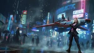Cyberpunk Cityscape - A Futuristic Vision Of Technology And Art Wallpaper