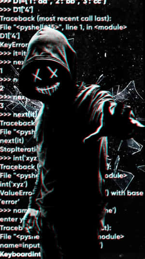 Cyberpunk Hackerin Hoodiewith Code Overlay Wallpaper