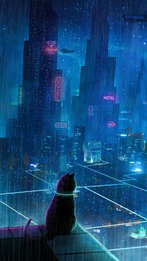 Cyberpunk Iphone Black Cat Wallpaper
