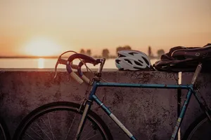 Cycling Waterfront Wall Sunset Wallpaper