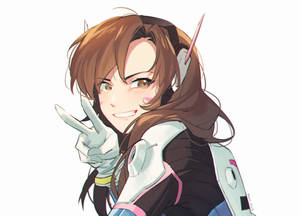 D.va Giving The Peace Sign Wallpaper