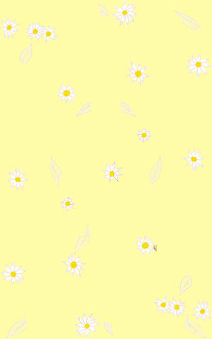 Daisy Flowers Over Cute Pastel Yellow Aesthetic Wallpaper