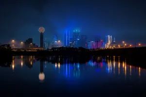 Dallas Skyline Blue Hazy Light Wallpaper