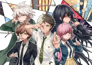 Danganronpa Characters Group Pose Wallpaper