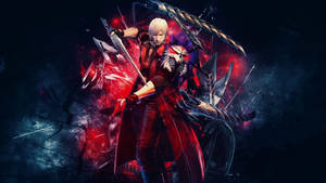 Dante From Devil May Cry Takes A Battle Stance With His Sword. Wallpaper