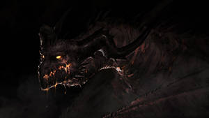 Dark Black Lava Dragon Wallpaper
