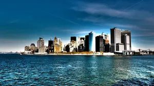 Dark Blue Sky New York City Laptop Wallpaper