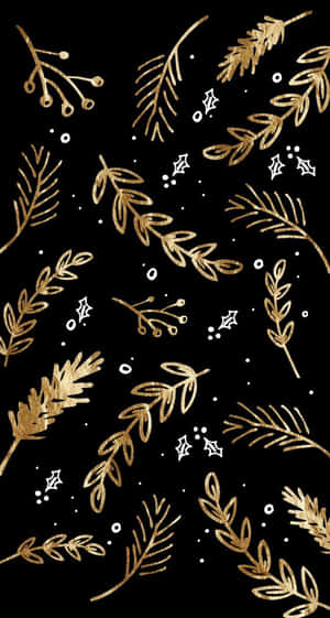 Dark Floral Gold Accentsi Phone Wallpaper Wallpaper