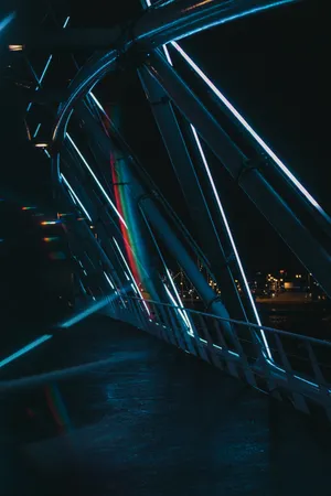 Dark Neon Iphone Glass Walled Building Wallpaper