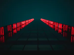 Dark Neon Iphone Red Light Rail Pathway Wallpaper