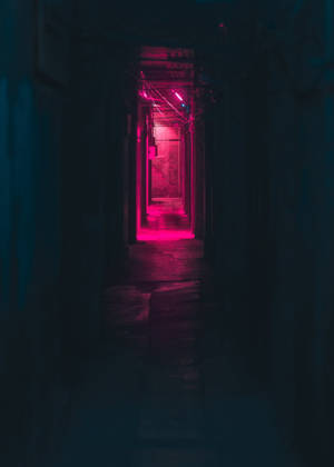 Dark Neon Pink Alleyway Wallpaper