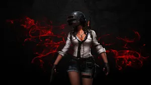 Dark Red Female Character Pubg 1920x1080 Wallpaper