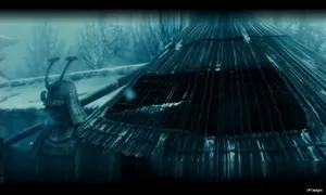 Dark Samurai Guarding A Hut Wallpaper