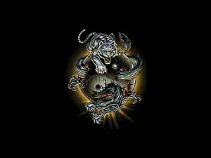 Dark Yin Yang 4k With Tiger And Dragon Wallpaper