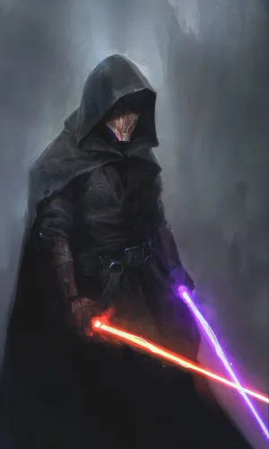 Darth Revan With Purple Lightsaber Wallpaper