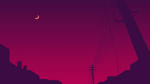 Dave2d Violet Night Sky Silhouette Wallpaper