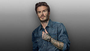David Beckham Rocks A Denim Shirt. Wallpaper