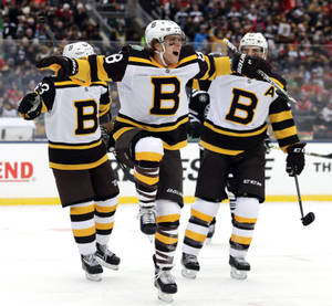 David Pastrnak Celebrate Goal Nhl Winter Classic Wallpaper