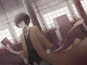 Dazai Holding A Book Wallpaper