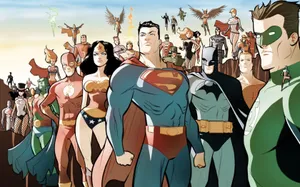 Dc Superheroes Colored Drawing Wallpaper