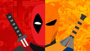 Deadpool And Deathstroke Face Off In Epic Showdown Wallpaper