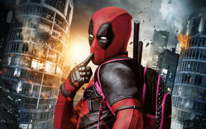 Deadpool With A Kiddie Backpack Wallpaper