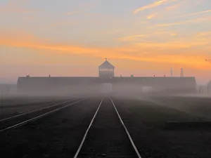 Death Gate Auschwitz Ii Birkenau Railway Track Wallpaper