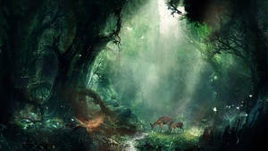 Deer In The Jungle Wallpaper