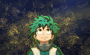 Deku Looks In Awe At The Bright Yellow Sparkles Wallpaper