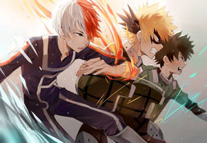 Deku X Todoroki X Bakugou Combat Wallpaper