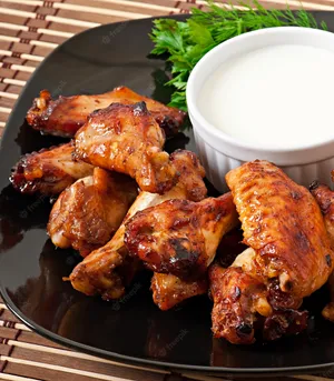 Delicious Chicken Wings With Sour Cream Dip Wallpaper