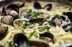 Delicious Spaghetti Alla Vongole Perfectly Captured In A Macro Shot Wallpaper