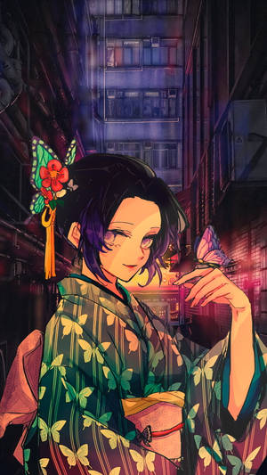 Demon Slayer Japanese Kimono Shinobu Pfp Wallpaper