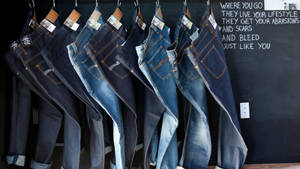 Denim Blue And Black Jeans Wallpaper