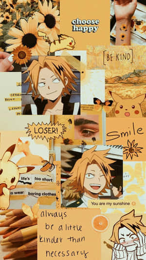 Denki Kaminari On Aesthetic Yellow Collage Poster Wallpaper