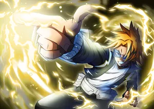 Denki Kaminari Surounded By Yellow Electricity Wallpaper
