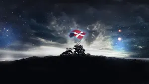 Denmark Flag With Night Space Art Wallpaper